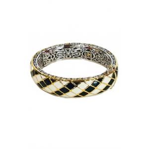NEW JOHN MEDEIROS john medeiros lattice collection hinged bangle in black/white